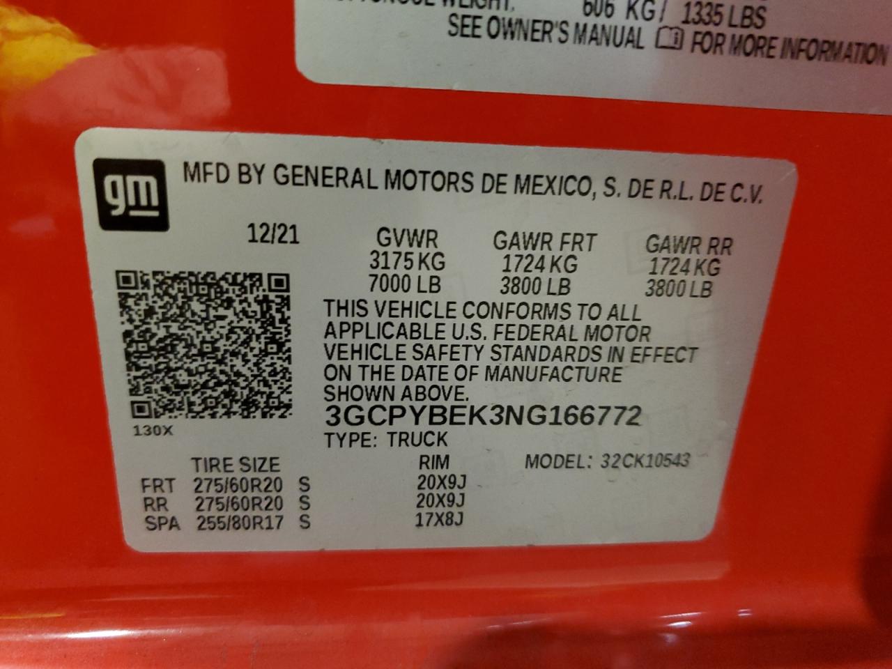 2022 CHEVROLET SILVERADO LTD K1500 CUSTOM VIN:3GCPYBEK3NG166772