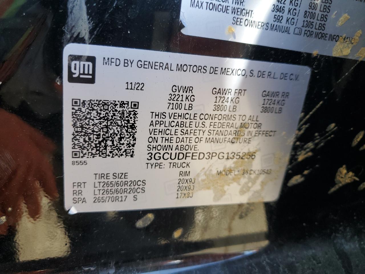 2023 CHEVROLET SILVERADO K1500 LT TRAIL BOSS VIN:3GCUDFED3PG135256