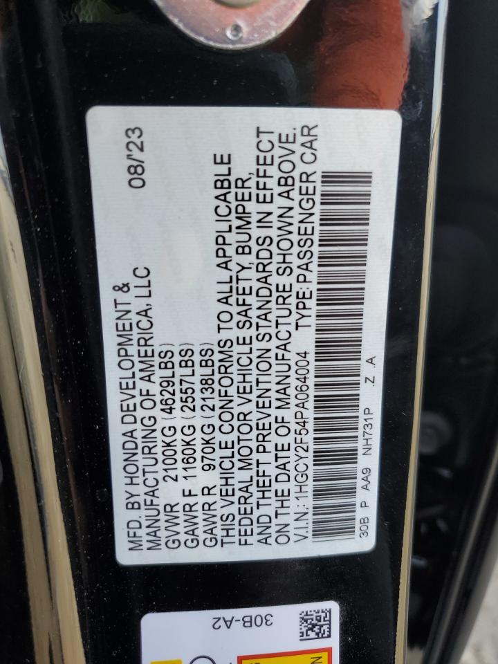 2023 HONDA ACCORD HYBRID SPORT VIN:1HGCY2F54PA064004