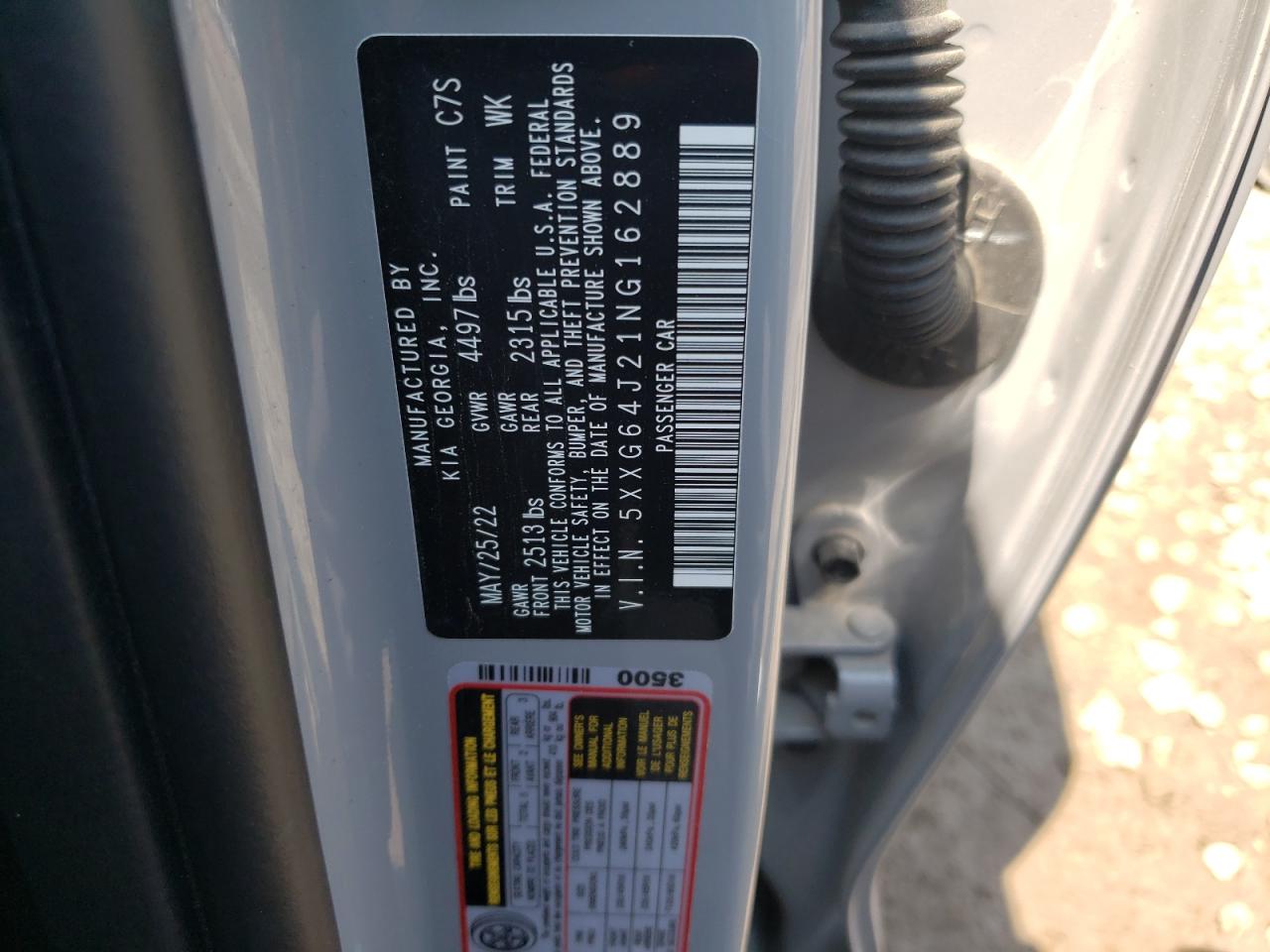 2022 KIA K5 GT LINE VIN:5XXG64J21NG162889
