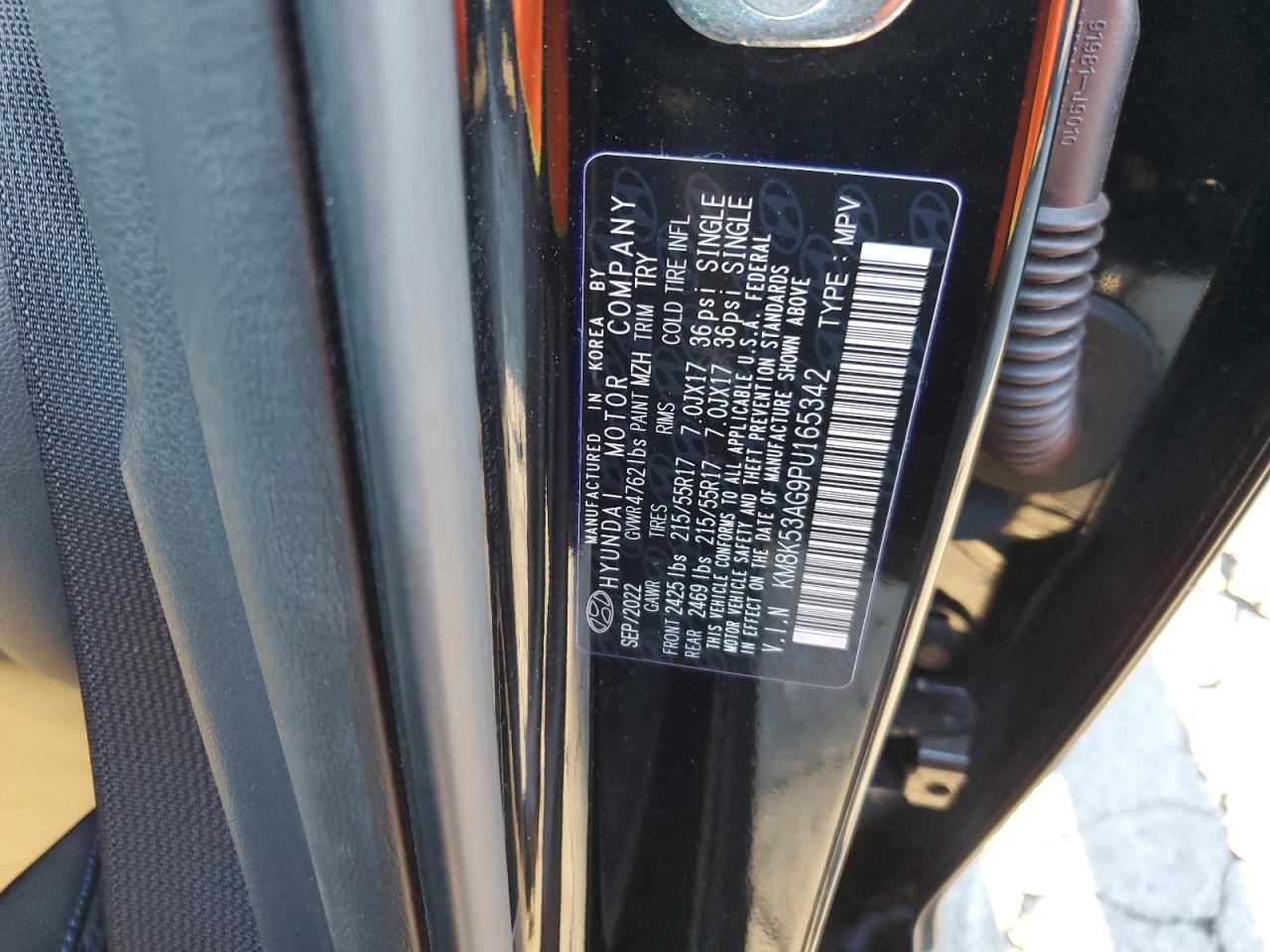 2023 HYUNDAI KONA LIMITED VIN:KM8K53AG9PU165342
