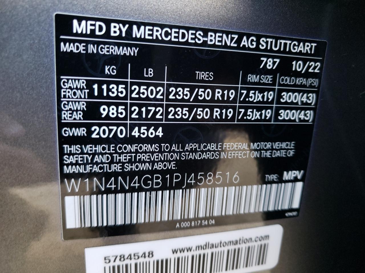 2023 MERCEDES-BENZ GLA 250 VIN:W1N4N4GB1PJ458516