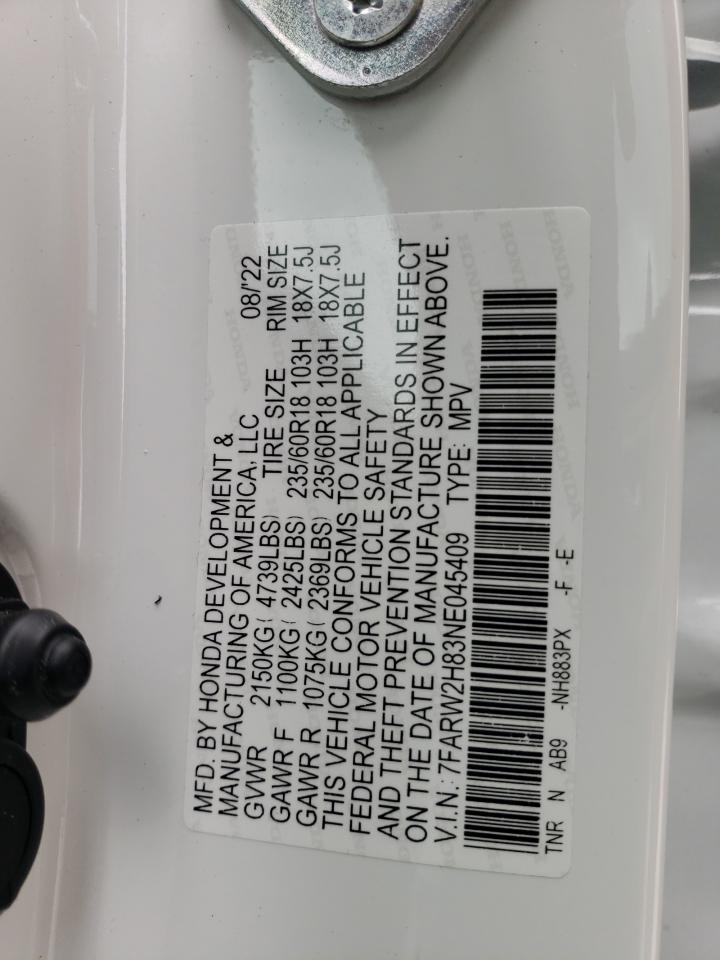 2022 HONDA CR-V EXL VIN:7FARW2H83NE045409
