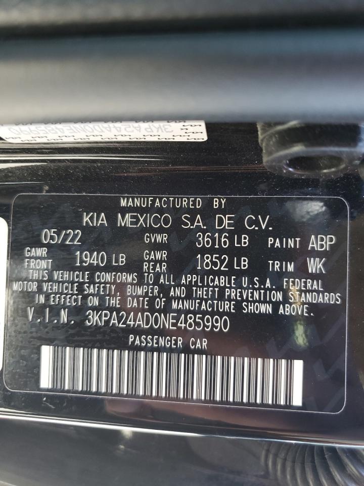 2022 KIA RIO LX VIN:3KPA24AD0NE485990