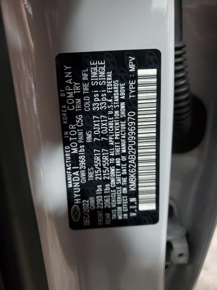 2023 HYUNDAI KONA SEL VIN:KM8K62AB2PU996970