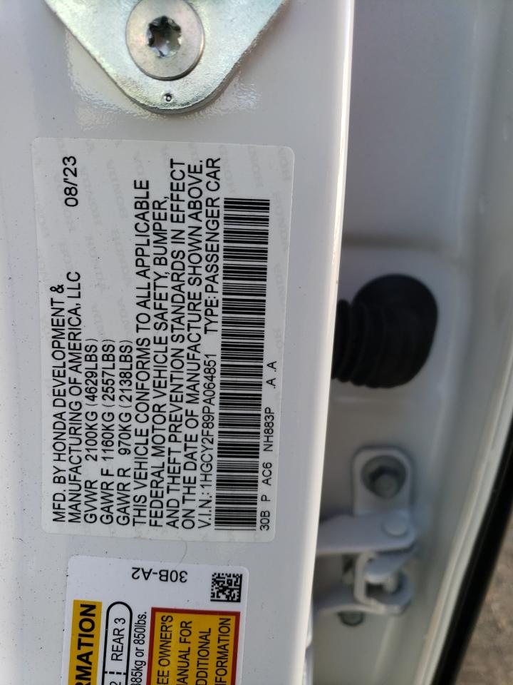 2023 HONDA ACCORD TOURING HYBRID VIN:1HGCY2F89PA064851