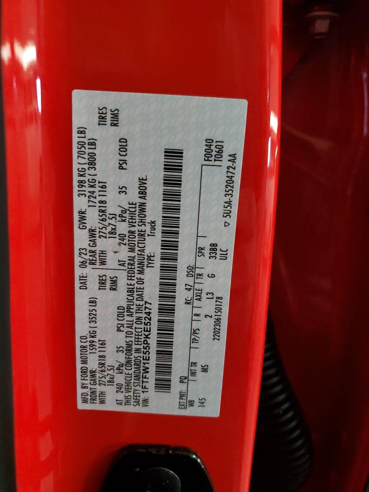 2023 FORD F150 SUPERCREW VIN:1FTFW1E55PKE52477