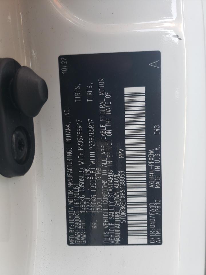 2023 TOYOTA SIENNA LE VIN:5TDKRKECXPS138858