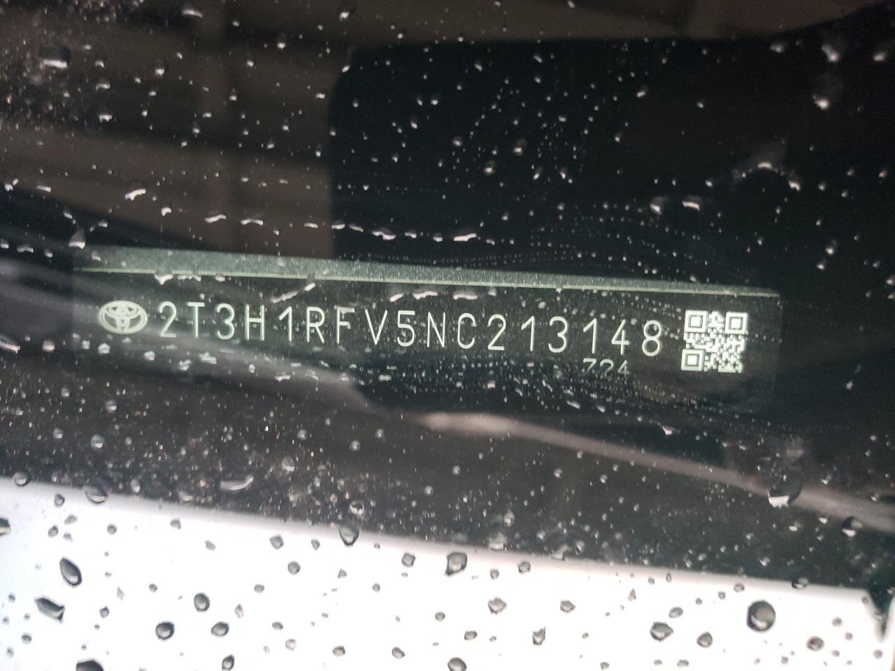 2022 TOYOTA RAV4 LE VIN:2T3H1RFV5NC213148