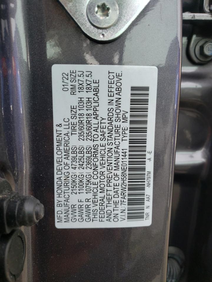 2022 HONDA CR-V EX VIN:7FARW2H58NE011441