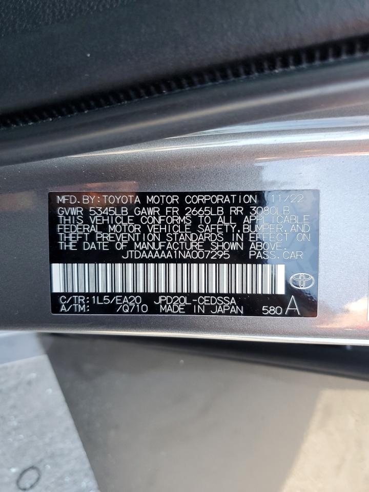 2022 TOYOTA MIRAI LE VIN:JTDAAAAA1NA007295