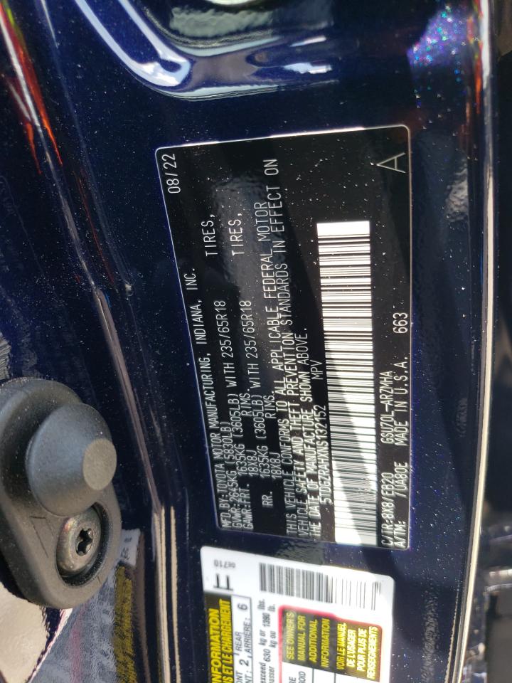 2022 TOYOTA HIGHLANDER XLE VIN:5TDGZRAHXNS132152