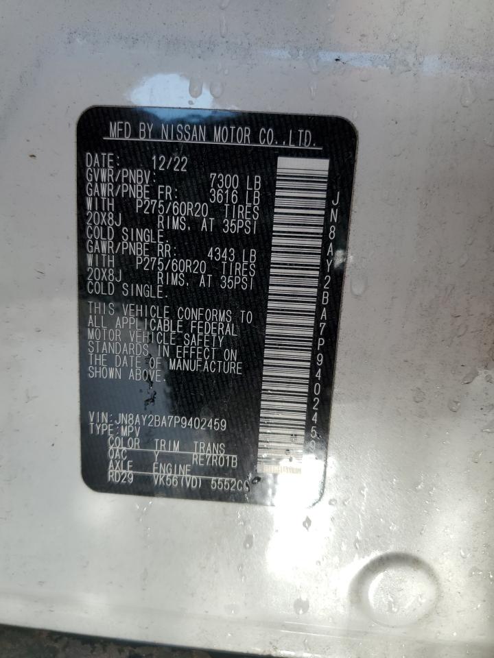 2023 NISSAN ARMADA SL VIN:JN8AY2BA7P9402459