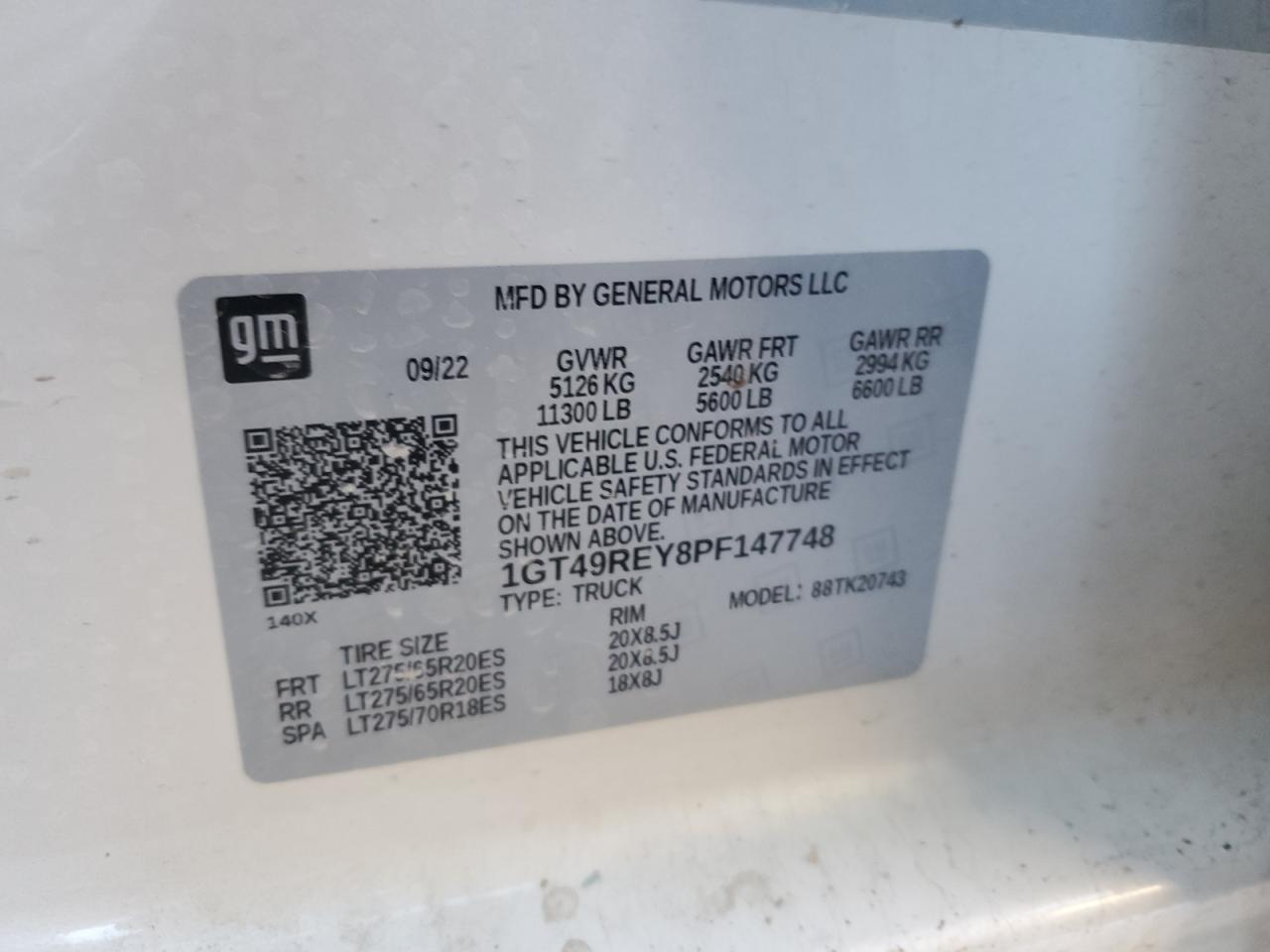 2023 GMC SIERRA K2500 DENALI VIN:1GT49REY8PF147748
