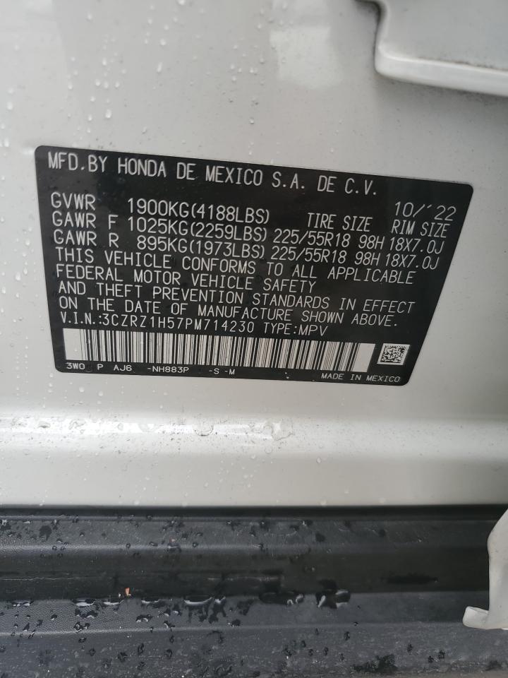 2023 HONDA HR-V SPORT VIN:3CZRZ1H57PM714230