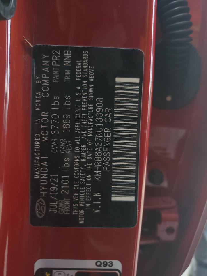 2022 HYUNDAI VENUE SE VIN:KMHRB8A37NU133908