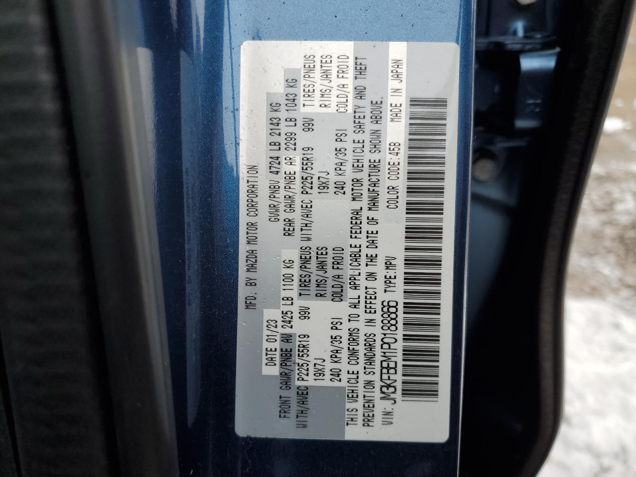 2023 MAZDA CX-5 PREMIUM PLUS VIN:JM3KFBEM1P0188866