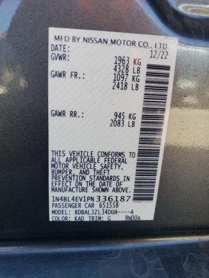 2023 NISSAN ALTIMA SL VIN:1N4BL4EV1PN336187