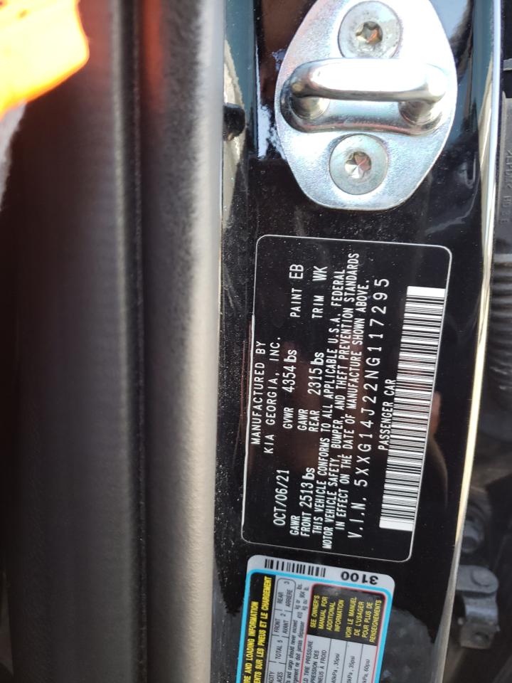 2022 KIA K5 LXS VIN:5XXG14J22NG117295