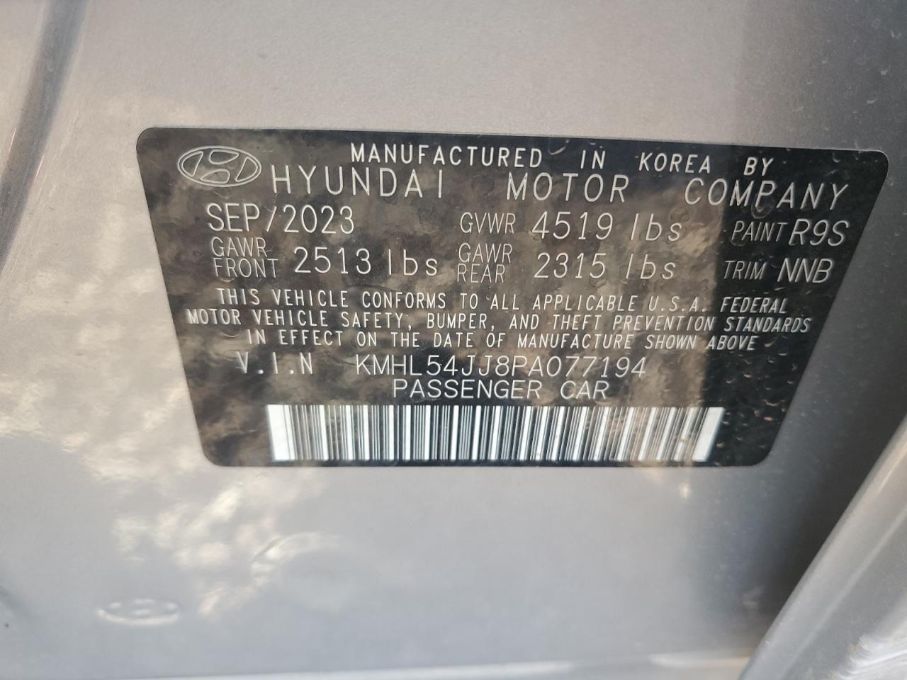 2023 HYUNDAI SONATA HYBRID VIN:78405463