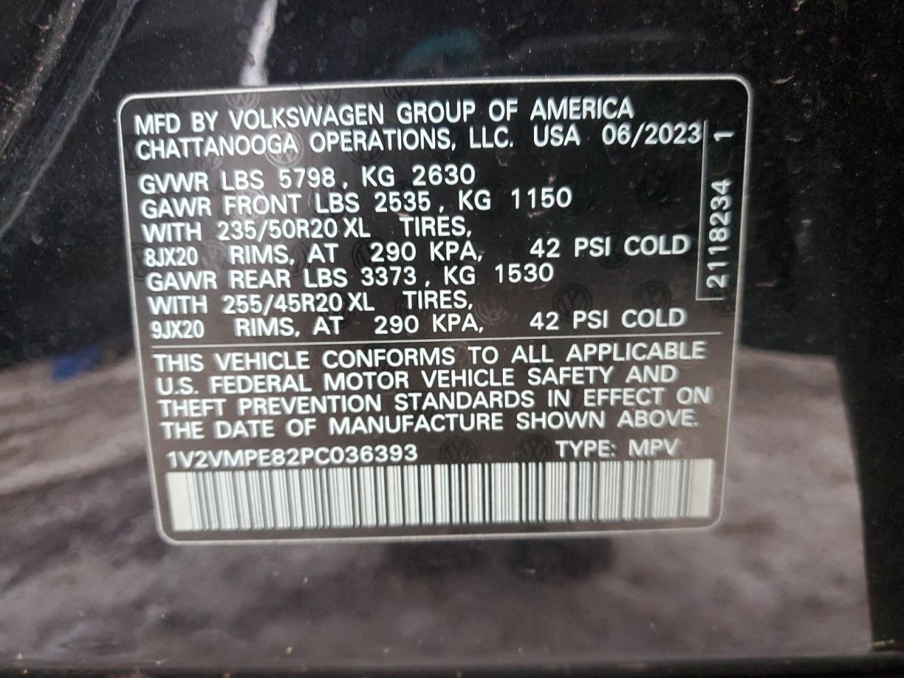 2023 VOLKSWAGEN ID.4 PRO S VIN:1V2VMPE82PC036393