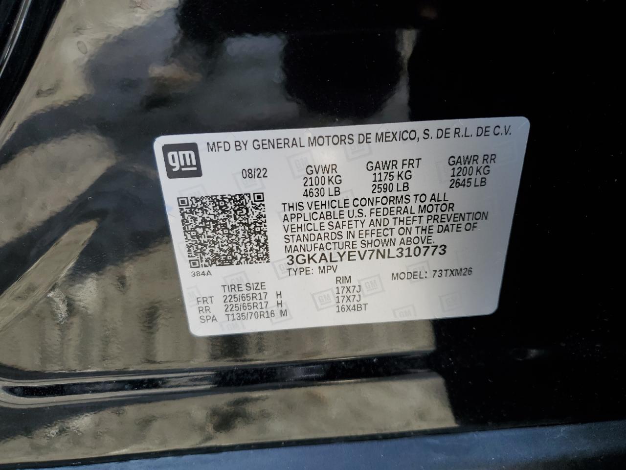 2022 GMC TERRAIN AT4 VIN:3GKALYEV7NL310773