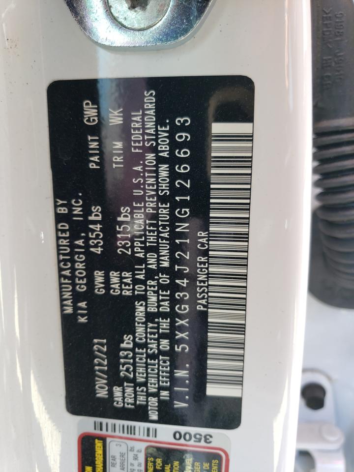 2022 KIA K5 EX VIN:5XXG34J21NG126693