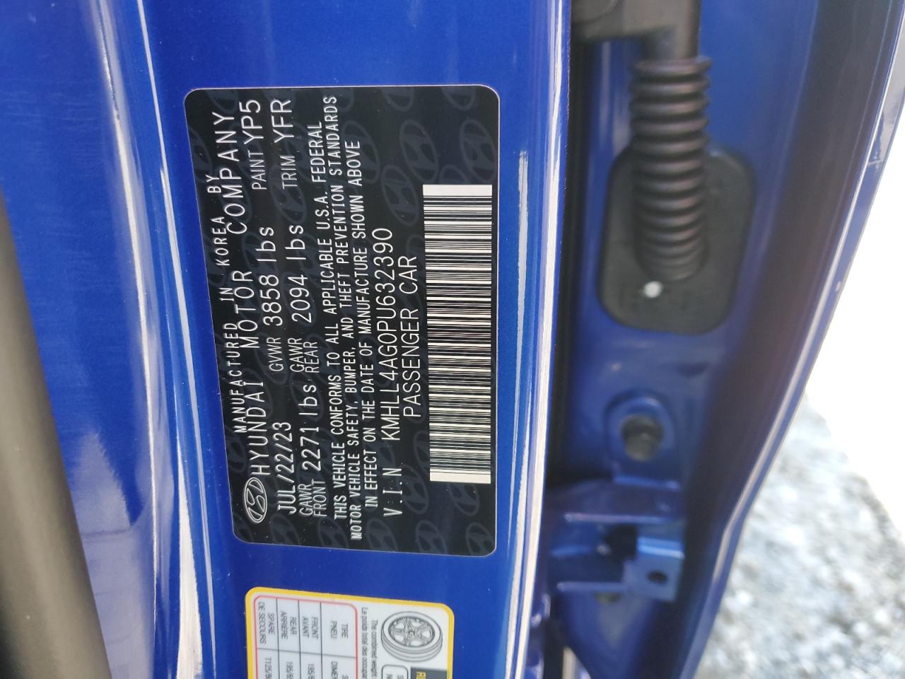 2023 HYUNDAI ELANTRA SE VIN:KMHLL4AG0PU632390