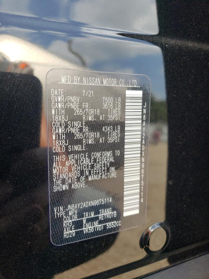 2022 NISSAN ARMADA S VIN:JN8AY2ADXN9675114