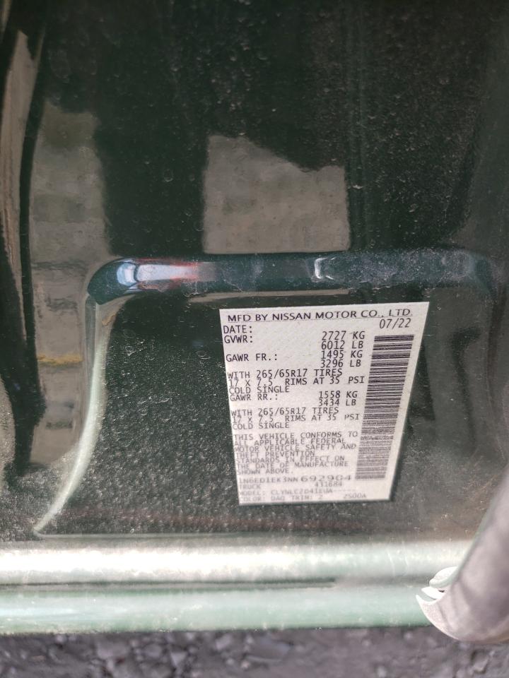 2022 NISSAN FRONTIER S VIN:1N6ED1EK3NN692904