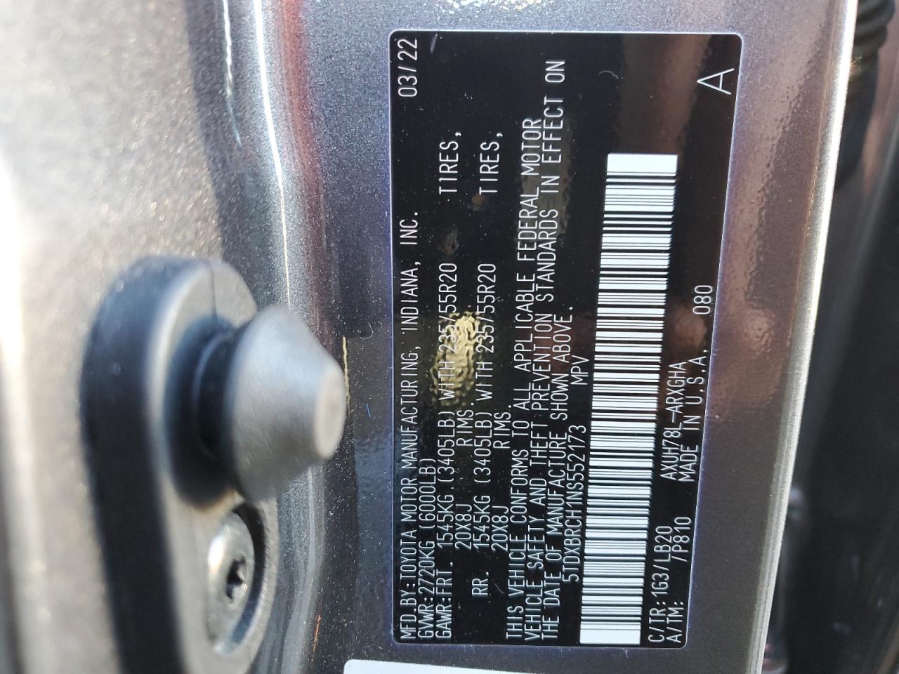 2022 TOYOTA HIGHLANDER HYBRID LIMITED VIN:78162653