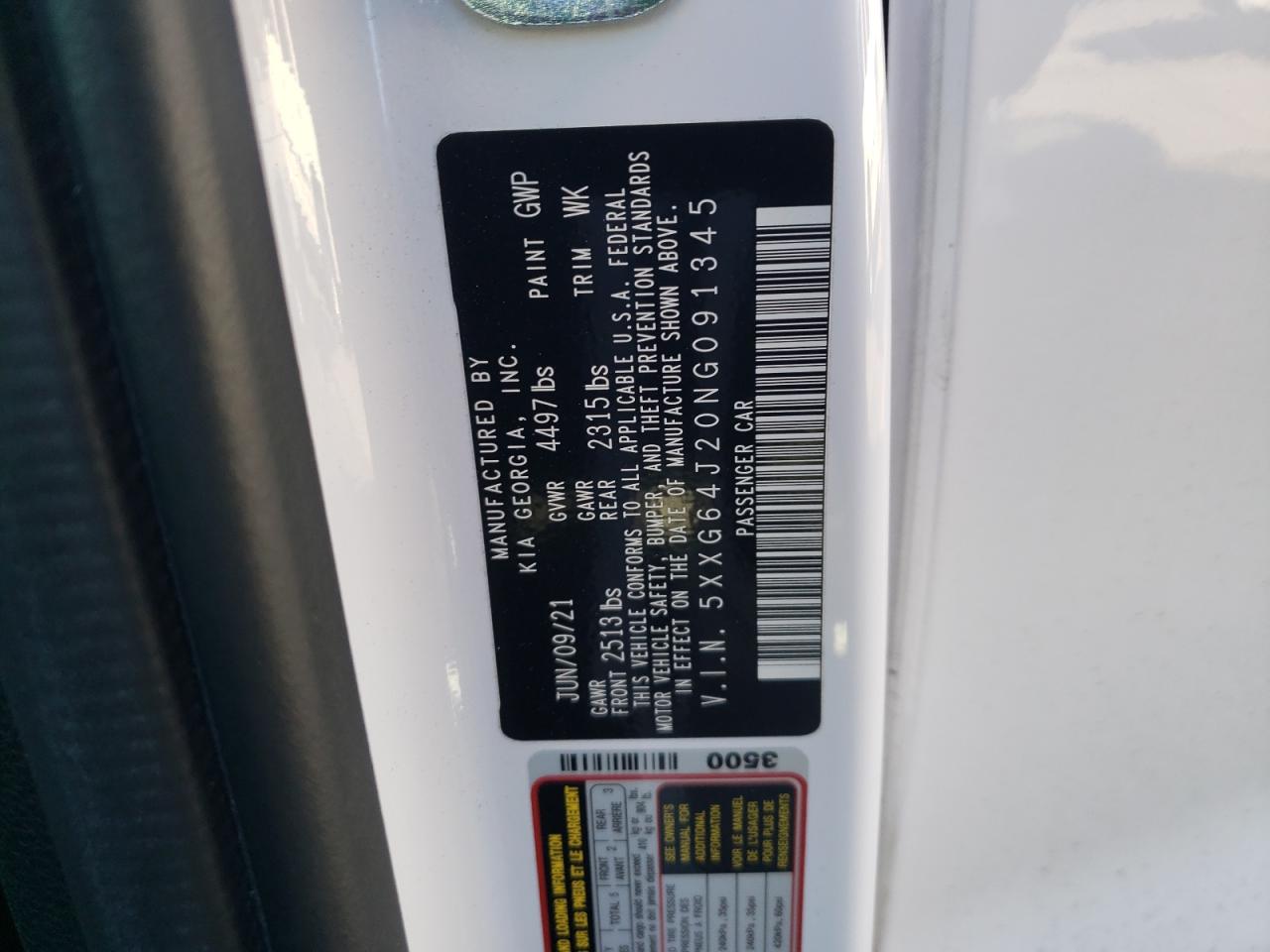2022 KIA K5 GT LINE VIN:5XXG64J20NG091345