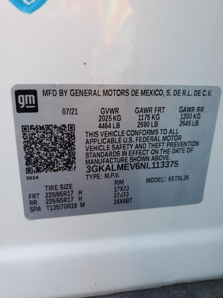 2022 GMC TERRAIN SLE VIN:3GKALMEV6NL113375