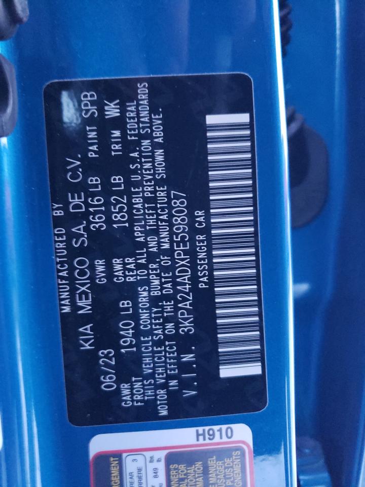 2023 KIA RIO LX VIN:3KPA24ADXPE598087