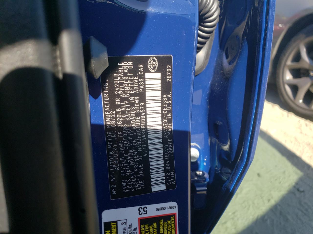 2023 TOYOTA CAMRY SE NIGHT SHADE VIN:4T1T11AK6PU084579