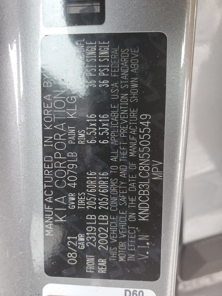 2022 KIA NIRO LX VIN:KNDCB3LC8N5505549