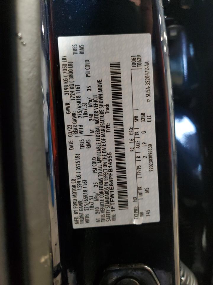 2023 FORD F150 SUPERCREW VIN:1FTFW1E84PFB14555