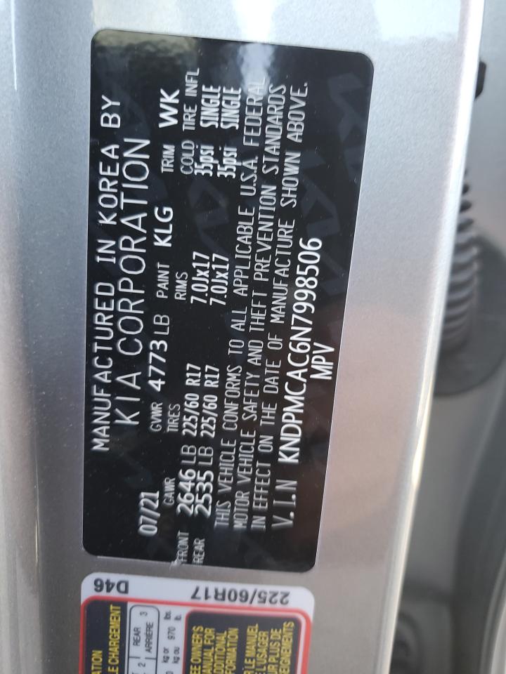 2022 KIA SPORTAGE LX VIN:KNDPMCAC6N7998506