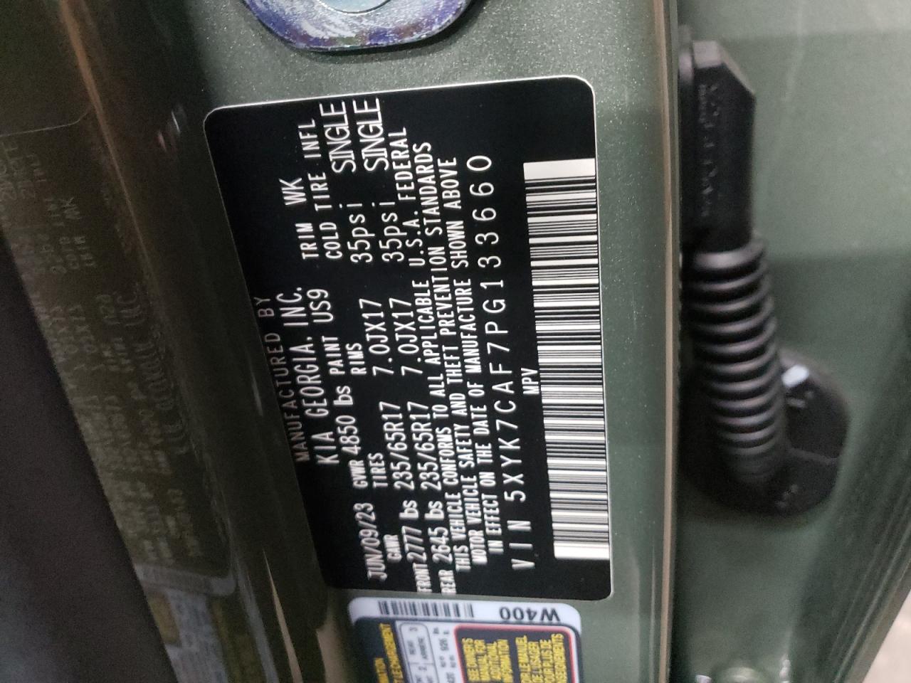2023 KIA SPORTAGE X-PRO VIN:5XYK7CAF7PG133660