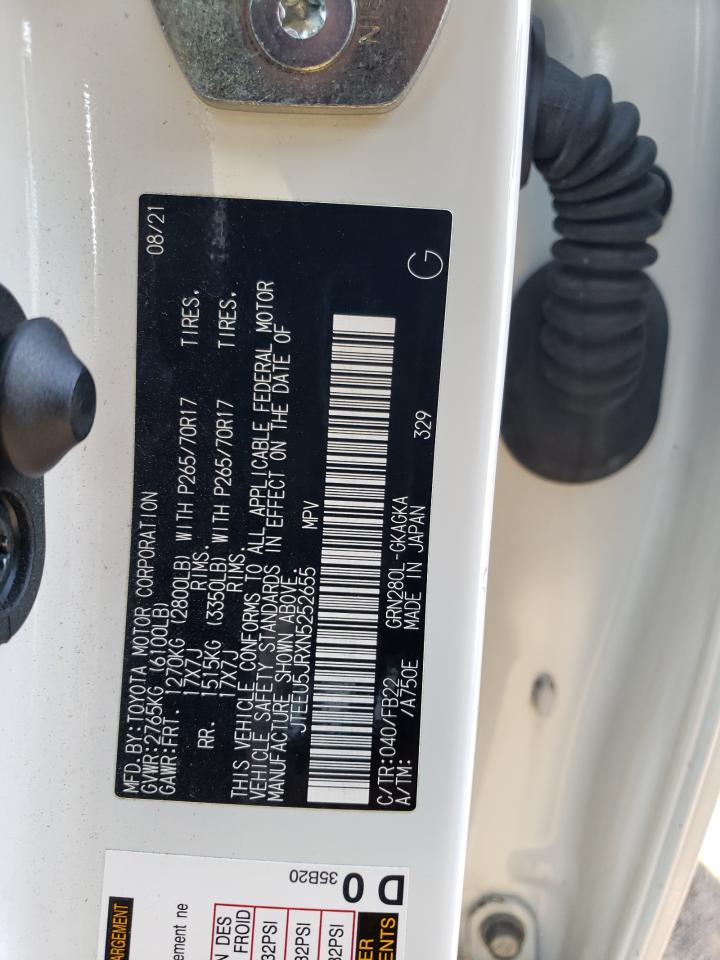 2022 TOYOTA 4RUNNER SR5 VIN:JTEEU5JRXN5252655