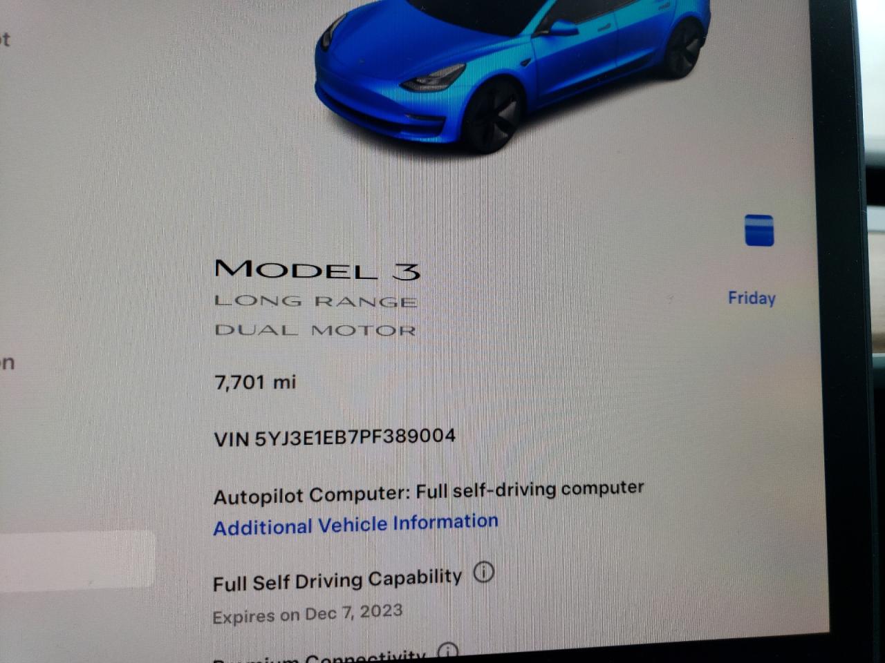 2023 TESLA MODEL 3  VIN:5YJ3E1EB7PF389004