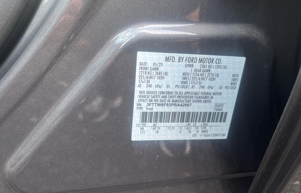 2023 FORD MAVERICK XL VIN:3FTTW8F93PRA42897