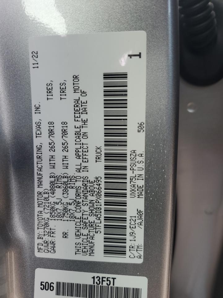 2023 TOYOTA TUNDRA CREWMAX SR VIN:5TFLA5DB1PX066495