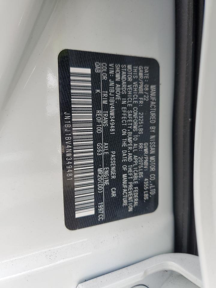 2022 NISSAN ROGUE SPORT SV VIN:JN1BJ1BV4NW349481