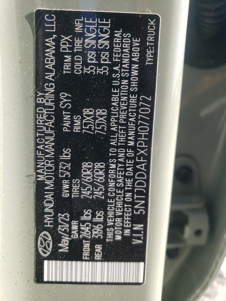 2023 HYUNDAI SANTA CRUZ SEL PREMIUM VIN:5NTJDDAFXPH077072