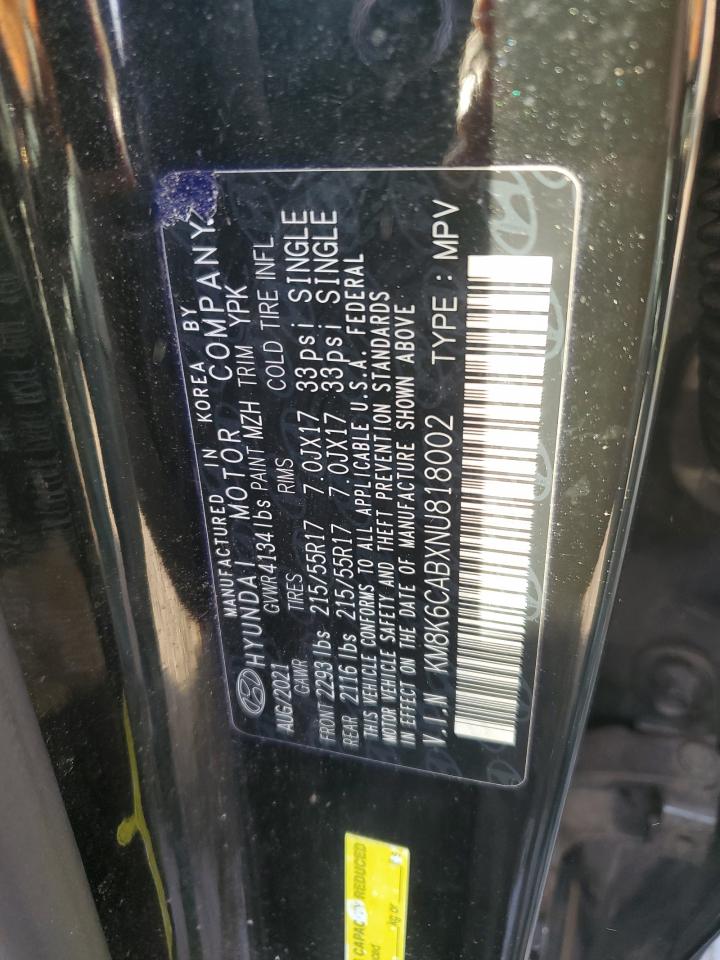 2022 HYUNDAI KONA SEL VIN:KM8K6CABXNU818002