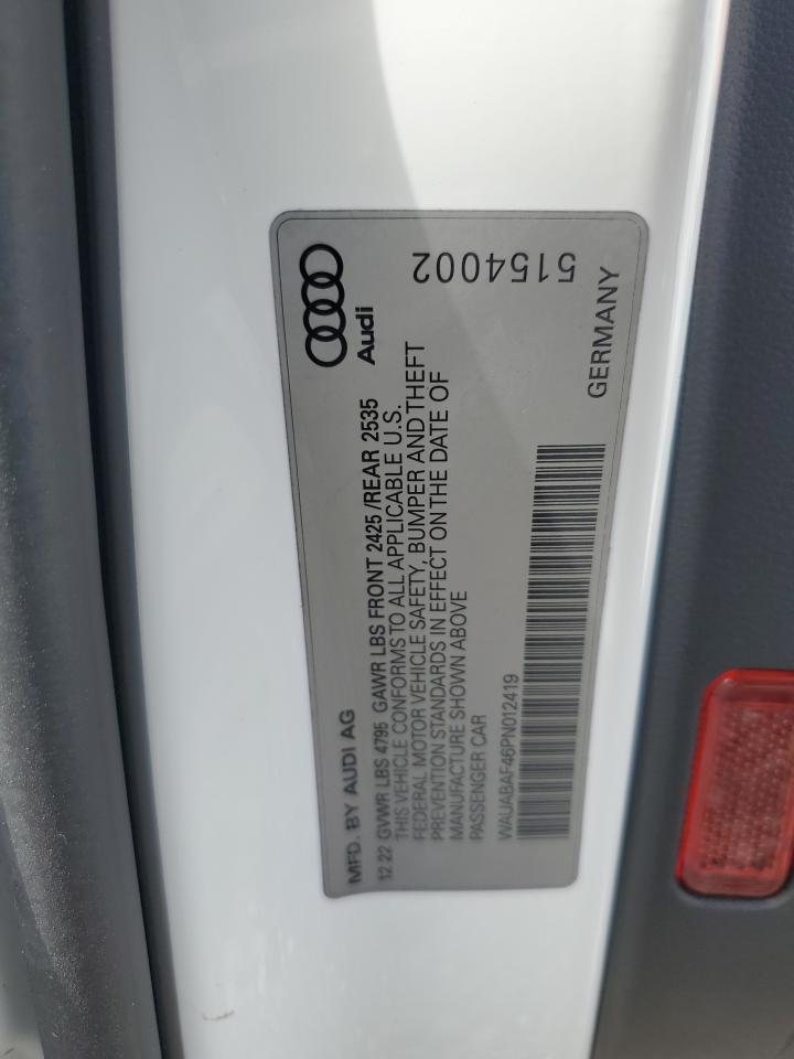 2023 AUDI A4 PREMIUM 40 VIN:WAUABAF46PN012419