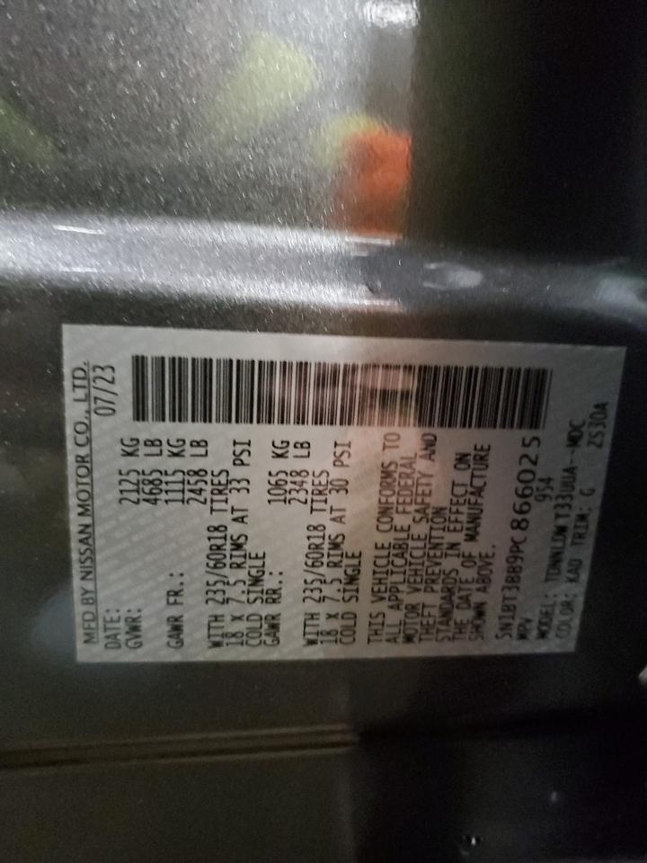 2023 NISSAN ROGUE SV VIN:5N1BT3BB9PC866025