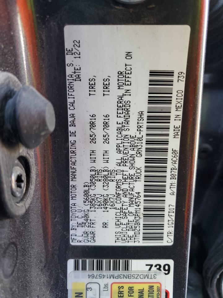 2023 TOYOTA TACOMA DOUBLE CAB VIN:3TMDZ5BN3PM145764