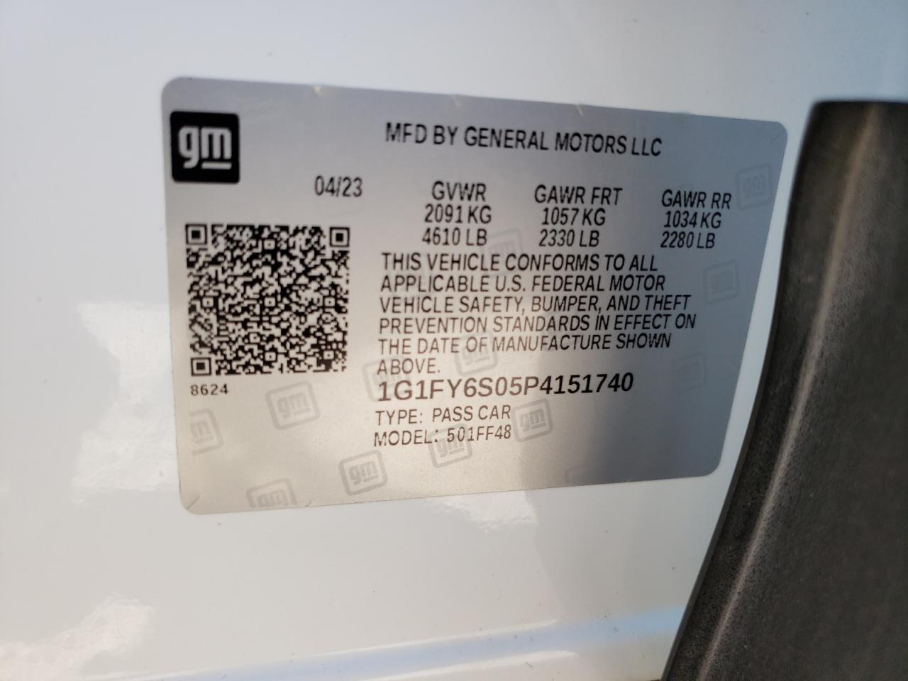 2023 CHEVROLET BOLT EUV LT VIN:1G1FY6S05P4151740